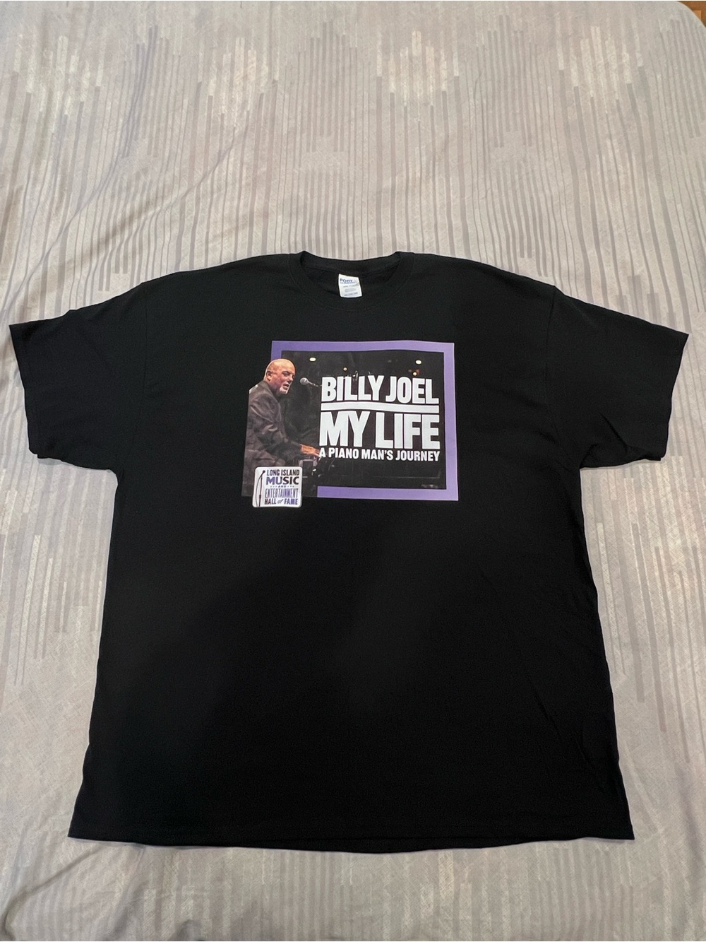 Port and Company Black Billy Joel "My Life" Graphic Tee with Purple Accent